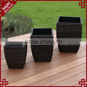 S&D Large Square Outdoor Cheap Balcony & Garden Planter.square Set of 3 Plastic Flower Pot thumbnail-2