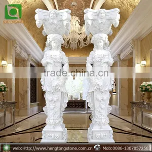 Decorative White Marble Column With Lady Statue thumbnail-1
