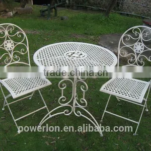 Folding Wrought Iron Garden Furniture 3/S Bistro Set thumbnail-1