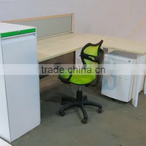 L-shape Office Workstation Desk Table Steel Wood Office Furniture thumbnail-3