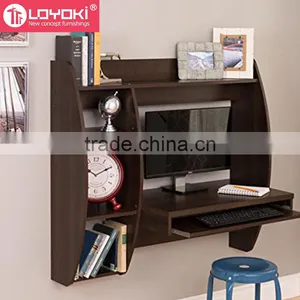 Floating Desk With Storage and Keyboard Tray Living Room Wood Table MDF Wall Mount Desk thumbnail-3