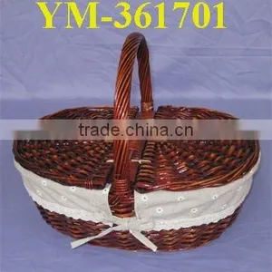 Wholwsale Full Willow Picnic Basket With Lid and Handle thumbnail-1