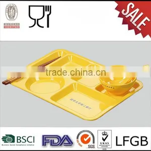 Yellow Color Melamine Divided Plate for Restaurant Melamine Dinner Set thumbnail-1