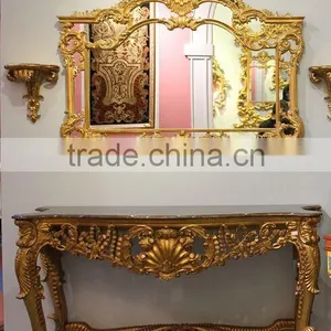 French Antique Wall Mirror and Console Table thumbnail-1