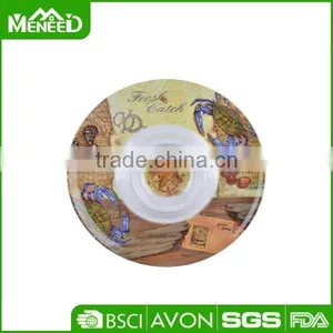 13" Creative Fresh Seawolrd Postcard Custom Round Dipping Bowls, Melamine Snack Dip Dishes thumbnail-1