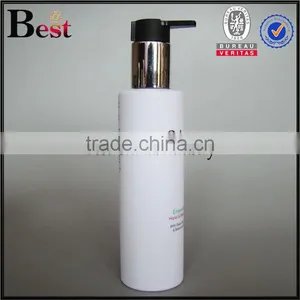 Cosmetic Screen Printing Flat Shoulder Beard Oil Pomade Shampoo Detergent Lotion White Aluminum Pump 200ml Plastic Bottle thumbnail-2