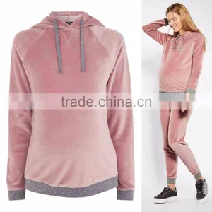 Maternity Wholesale Velour Hoodie Oversized Sweatshirts Pullover Hoodies Without Pocket Custom Made thumbnail-1