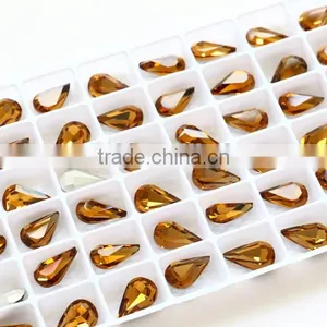 K9 Crystal Smoke Topaz Tear Drop Point Back Chaton Stone Jewelry Glass Stone thumbnail-4