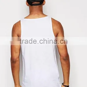 2017 Competitive New Design Custom Manufacture White Color Gym Wear Comfortable 100% Cotton Fashion Running Men's Tank Vest thumbnail-2