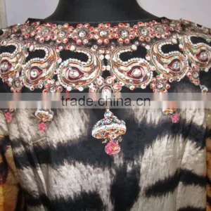 ANIMAL PRINT CAFTAN Digital Print Crepe 100% Silk LONG Kaftan Tunic Poncho thumbnail-5