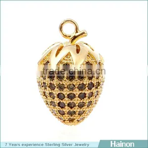 18k Gold Paved Black Zircon Grape Shape Beads Pendant thumbnail-1
