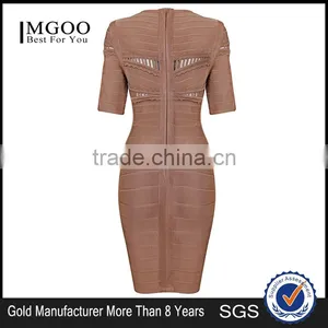 2015 High Quality Dresses Fashion Design For Ladies Half Sleeves Wrap Breast Vestidos H517 thumbnail-3