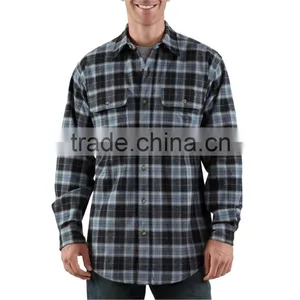 Mens Quilted Flannel Shirt Checked Long Sleeve Winter Shirt thumbnail-1