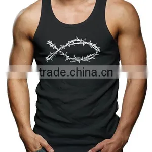 China Printing Cotton Custom Gym Wholesale Mens Singlet thumbnail-6
