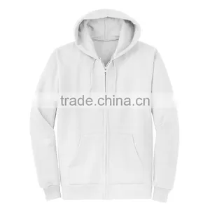 Wholesale Zip Up 65% Polyester 35% Cotton Plain Fleece Men's Hoodie Manufacturers thumbnail-4