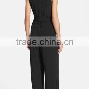 Fashion One Piece V Neck Sexy Sleeveless Wide Leg Ladies Jumpsuit For Wholesale 2017 thumbnail-2