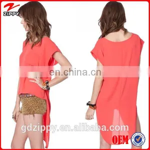 2014 New Fashion Ladies Blouse/Short Front Long Back Women Chiffon Tops thumbnail-1