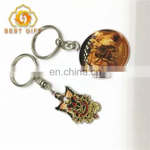 Customized Shape Round Epoxy Logo Metal Keychain For Souvenir thumbnail-2