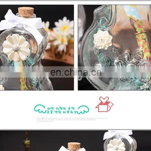 Glass Wishing Bottle Cork With Flower Bow Knot Creative Violin Shaped Wishing Bottle thumbnail-2