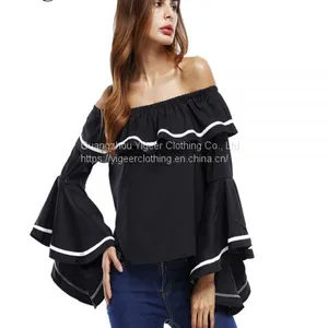 Off Shoulder Flare Sleeve Fashionable Loose Top Blouse thumbnail-2