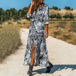 Newest Women Sexy Fashion Leopard Print Long Sleeve Skinny Maxi Dress Ladies Skinny Dresses thumbnail-4