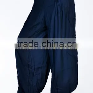 Indian Women Cotton Blue Color Harem Pants Causal Trouser Yoga Dance Baggy Hippie Genie Casual Pants 2007BLU thumbnail-1