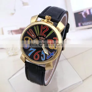 Winner U8060 Watches Women Gold Bezel Rainbow Color Numeral Dial Automatic Mechanical Wrist Watches Leather Strap Ladies Watch thumbnail-2