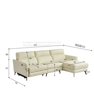 Modern Minimalist Living Room Corner Sofa Three-Seat Combination L-Shaped Chaise Longue Leather Function Electric Sofa thumbnail-5
