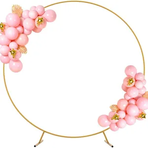 Golden White Circle Balloon Arch Kit Frame Round Flower Balloon Arch Stand for Wedding Birthday Party Baby Shower Decoration thumbnail-1