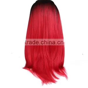 Long Style Synthetic Wig 1b Red# Straight Hair Lace Front Wig thumbnail-4