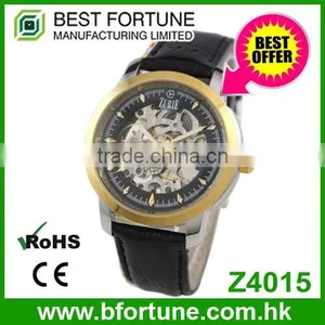 Z4015 Classic Fashion Style Skeleton 3 Atm Automatic Movt 316L Skeleton Stainless Steel Case Back Watch thumbnail-1