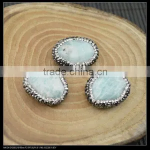 Wholesale LFD-0034B Druzy Aqua Amazonite Stone Pave Rhinestone Crystal Connector Beads For Making Bracelet thumbnail-2