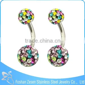 Wholesale Factory Durable Stainless Steel Crystal Gem Ball Navel Belly Button Rings thumbnail-6