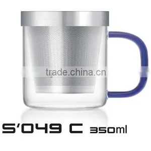 350ml High Borosilicate Glass Teacups,Mugs With Stainless Steel Infuser/Strainer/Filter thumbnail-1