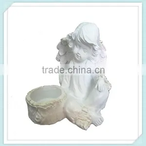 Religious White Resin Angel Candle Holder thumbnail-1