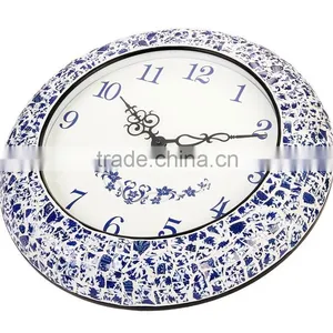 Home Decor Quartz Analog Chinese Blue and White Porcelain Wall Clock thumbnail-1