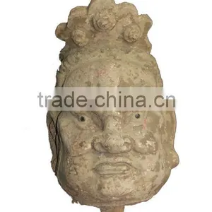 Chinese Antique Mud Buddha Head thumbnail-1