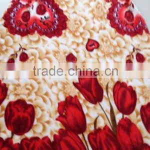 Red Flower Anti-pilling Coral/flannel Fleece Fabric thumbnail-1