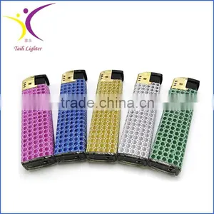 Bright Colors Gold Cap Windproof Cigarette Case With Win Lighter Rhinestone thumbnail-1