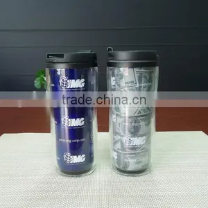 Custom Logo Double Wall Plastic Color Changing Magic Coffee pp Tumbler thumbnail-1