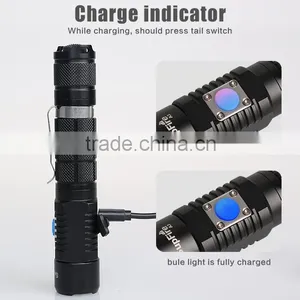 Hot Sale USB LED Flashlight High Quality A3 Torch Light Rechargeable Battery Flash Light Emergency Tactical Clip Flash Light thumbnail-4