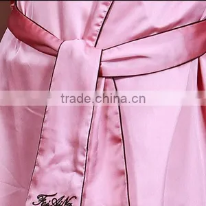 2016 New Summer Ladies Sexy Pajamas Bathrobe Nightgown Women's Long Sleeve Silk Bathrobe Sleep Robe Smooth Lady's Robes thumbnail-3