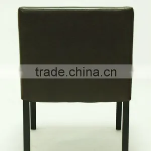 Modern Trapezoidal Streamline Design Genuine Leather Hotel Chair/Dining Chair/Restaurant Chair With Arm(KY-2610) thumbnail-3