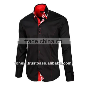 Triple Collar Black Dress Shirts for Men - Free Worldwide Shipping thumbnail-1