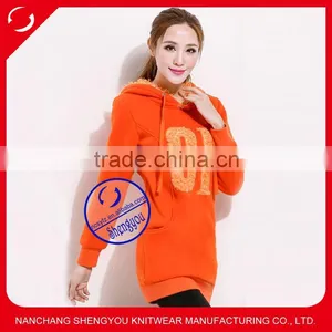 Wholesale Womens Cheap Extra Long Applique Hoodie thumbnail-1