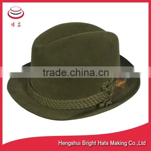 Antique Felt Fedora Gentleman Man Bowler Tyrolean Hat Pheasant Feather thumbnail-1