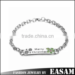 Hot Selling Merry Christmas Letter Engraved Metal Plate Cuff Bangle Bracelet thumbnail-1