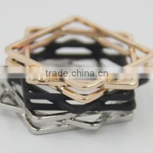Rock n Roll Stacking Square Brass Gold Silver and Black Ring thumbnail-2