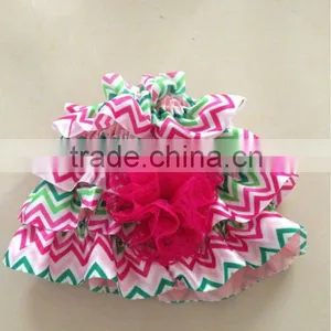 Wholesale Boutique Chevron Zig Zag Satin Hat With Hot Pink Lace Flower for Baby thumbnail-1