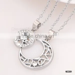 Sun And Moon Silver Plated Couple Necklace For Valentine's Gift thumbnail-1